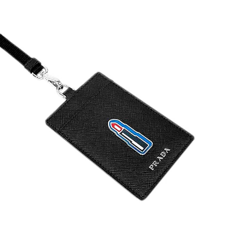 PRADAストラップ Amazon.com: Prada Lipstick Plaque Black Saffiano Leather ID